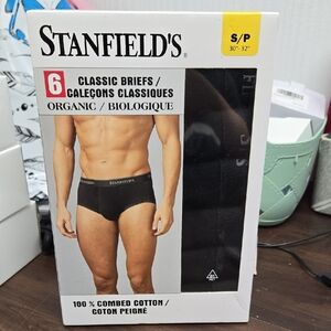 Stanfield's Size S Black 6 Pack of Organic Combed Cotton Classic Briefs